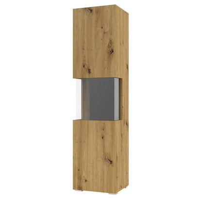 Ava Wooden Tall Display Cabinet in Oak Artisan