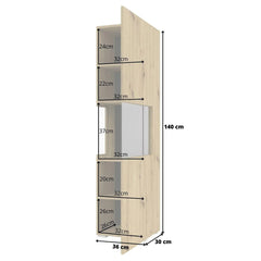 Ava Wooden Tall Display Cabinet in White Matt & Oak Wotan