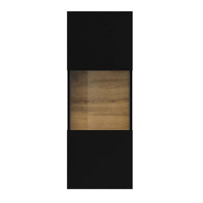 Ava Wooden Wall Hung Display Cabinet in Black Matt & Oak Wotan