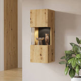 Ava Wooden Wall Hung Display Cabinet in Oak Artisan