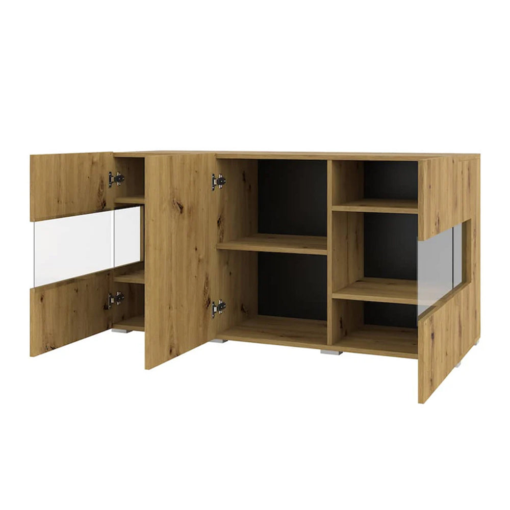 Ava Wooden Wide Display Cabinet in Oak Artisan - 120cm