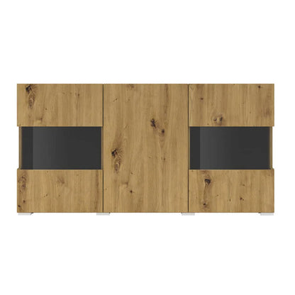 Ava Wooden Wide Display Cabinet in Oak Artisan - 120cm