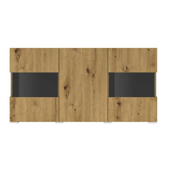 Ava Wooden Wide Display Cabinet in Oak Artisan - 120cm