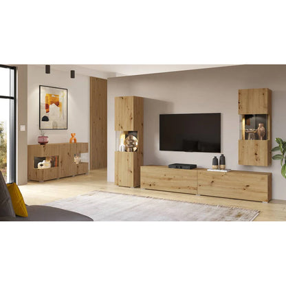 Ava Wooden Wide Display Cabinet in Oak Artisan - 120cm