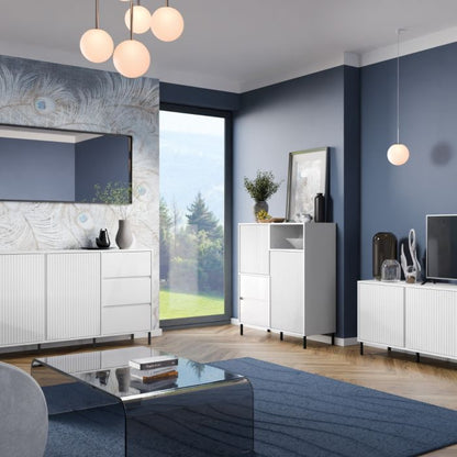 Avenale Sideboard 2 Door 2 Drawer in Alpine White High Gloss - Furniture One Shop