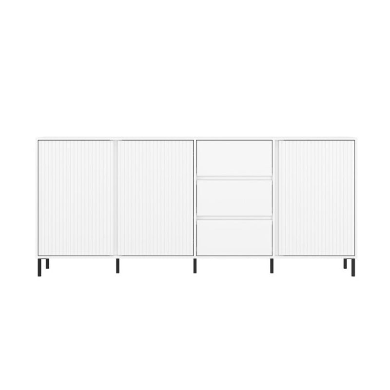 Avenale Sideboard 3 Door 3 Drawer in Alpine White High Gloss - Furniture One Shop