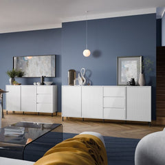 Avenale Sideboard 3 Door 3 Drawer in Alpine White High Gloss - Furniture One Shop