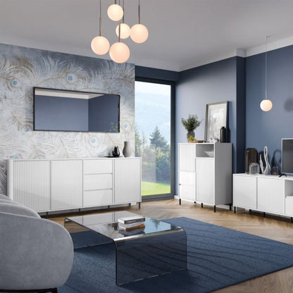 Avenale Sideboard 3 Door 3 Drawer in Alpine White High Gloss - Furniture One Shop