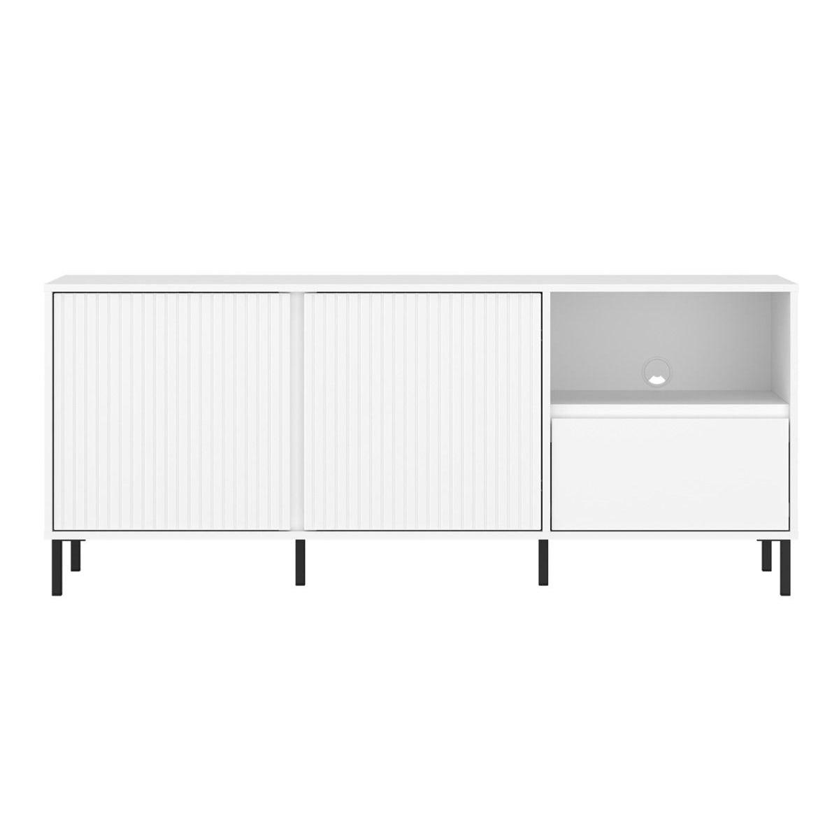 Avenale Small TV Stand 2 Door 1 Drawer in Alpine White High Gloss - Furniture One Shop