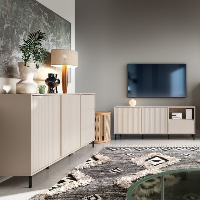 Avenale Wooden Sideboard 2 Door 3 Drawer in Cashmere - Furniture One Shop