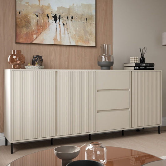 Avenale Wooden Sideboard 3 Door 3 Drawer in Cashmere - Furniture One Shop