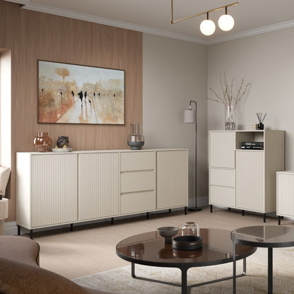Avenale Wooden Sideboard 3 Door 3 Drawer in Cashmere - Furniture One Shop