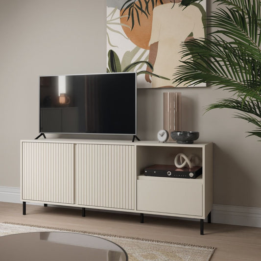 Avenale Wooden Small TV Stand 2 Door 1 Drawer in Cashmere - Furniture One Shop