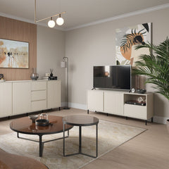 Avenale Wooden Small TV Stand 2 Door 1 Drawer in Cashmere - Furniture One Shop