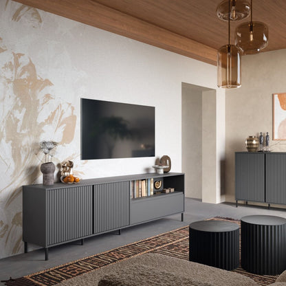 Avenale Wooden TV Stand 2 Door 1 Drawer in Anthracite - Furniture One Shop