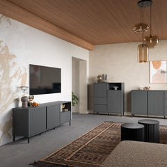 Avenale Small Wooden TV Stand 2 Door 1 Drawer in Anthracite - Furniture One Shop