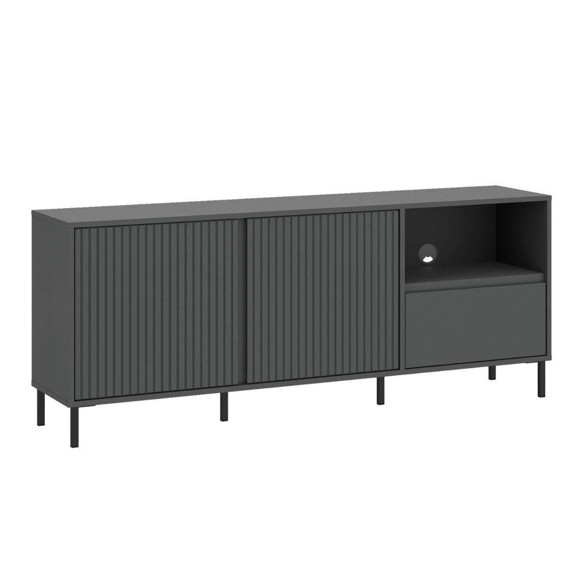 Avenale Small Wooden TV Stand 2 Door 1 Drawer in Anthracite - Furniture One Shop