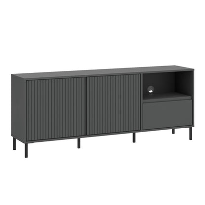 Avenale Small Wooden TV Stand 2 Door 1 Drawer in Anthracite - Furniture One Shop