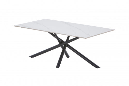 Avesta Coffee Table In White Marble Effect With Black Legs