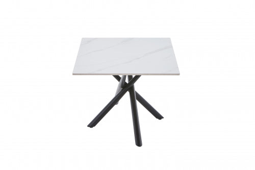 Avesta Coffee Table In White Marble Effect With Black Legs