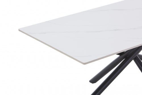 Avesta Coffee Table In White Marble Effect With Black Legs