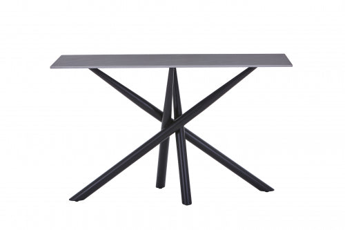 Avesta Console Table In Grey Marble Effect With Black Legs