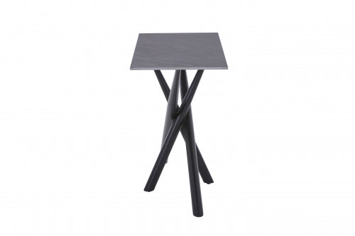 Avesta Console Table In Grey Marble Effect With Black Legs