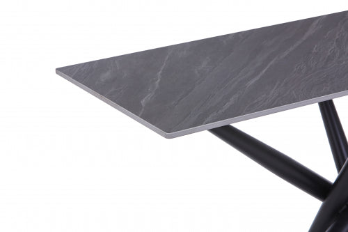 Avesta Console Table In Grey Marble Effect With Black Legs