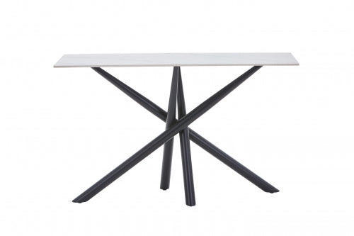 Avesta Console Table In White Marble Effect With Black Legs