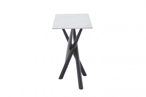 Avesta Console Table In White Marble Effect With Black Legs