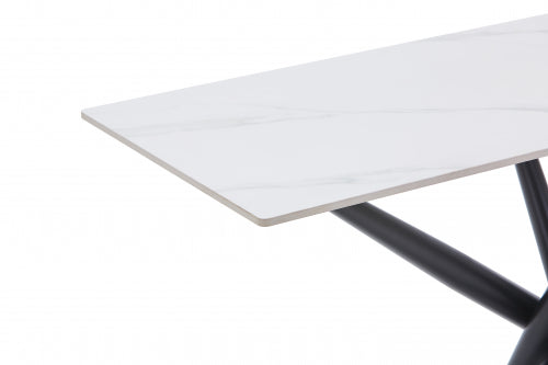 Avesta Console Table In White Marble Effect With Black Legs