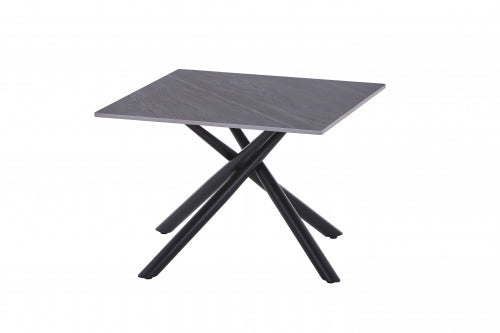 Avesta Side Table In Grey Marble Effect With Black Legs