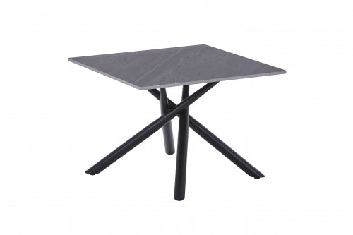Avesta Side Table In Grey Marble Effect With Black Legs