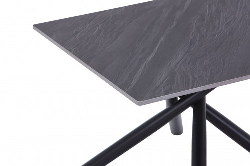 Avesta Side Table In Grey Marble Effect With Black Legs