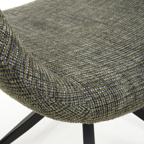 Aztec Tweed GreenSwivel Dining Chairs In Pair