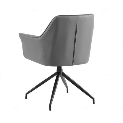 Azure Grey PU Leather Dining Chairs With Black Legs In Pair