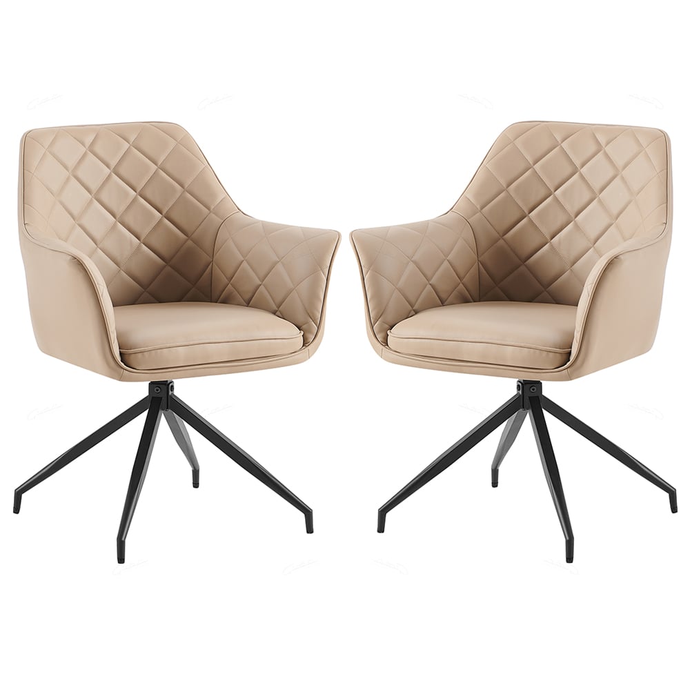 Azure Mink PU Leather Dining Chairs With Black Legs In Pair