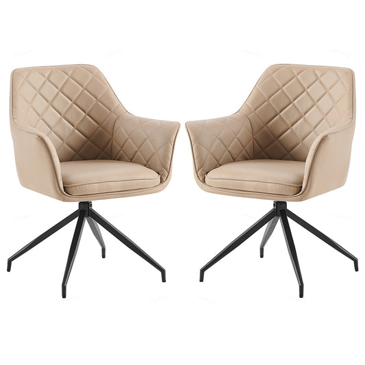 Azure Mink PU Leather Dining Chairs With Black Legs In Pair