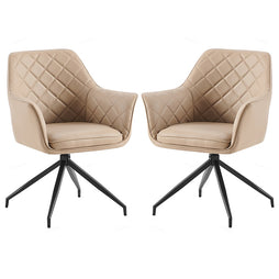 Azure Mink PU Leather Dining Chairs With Black Legs In Pair