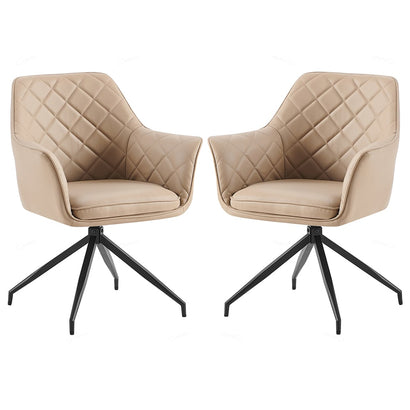 Azure Mink PU Leather Dining Chairs With Black Legs In Pair