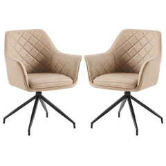 Azure Mink PU Leather Dining Chairs With Black Legs In Pair