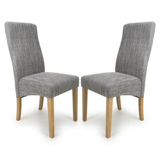 Bailey Dark Grey Fabric Dining Chairs With Oak Legs In Pair