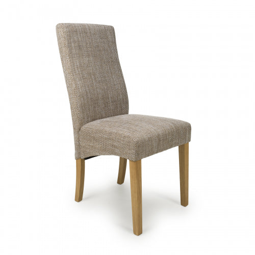 Bailey Tweed Oatmeal Fabric Dining Chairs With Oak Legs In Pair