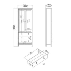 Barcelona China Cabinet 2 Doors with Glass + 3 Drawers in Jackson Hickory Oak