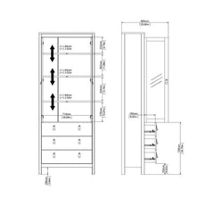Barcelona China Cabinet 2 Glass Doors with 3 Drawers in Matt Black - Furniture One Shop