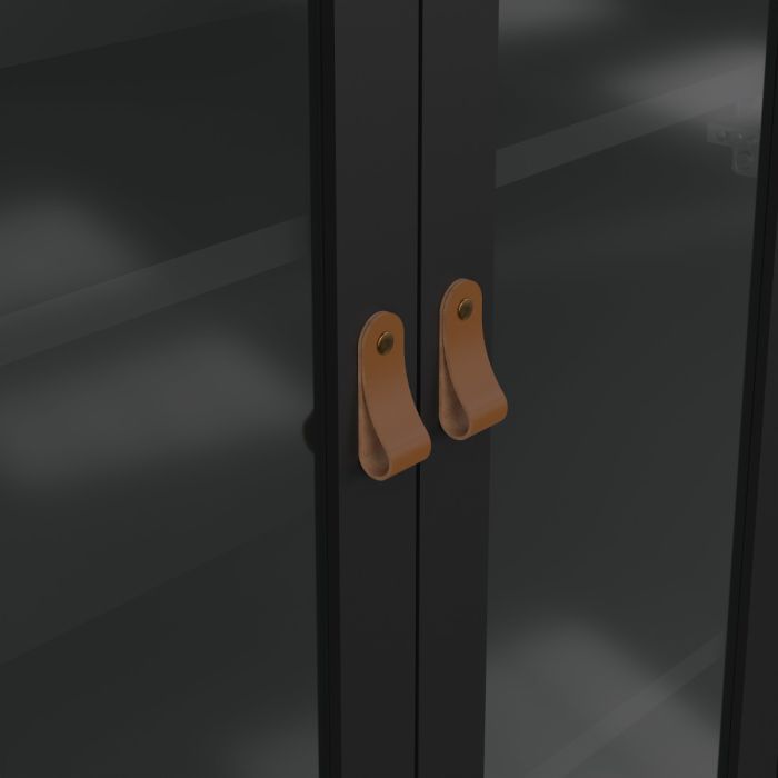 Barcelona China Cabinet 2 Glass Doors with 3 Drawers in Matt Black - Furniture One Shop