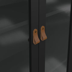 Barcelona China Cabinet 2 Glass Doors with 3 Drawers in Matt Black - Furniture One Shop
