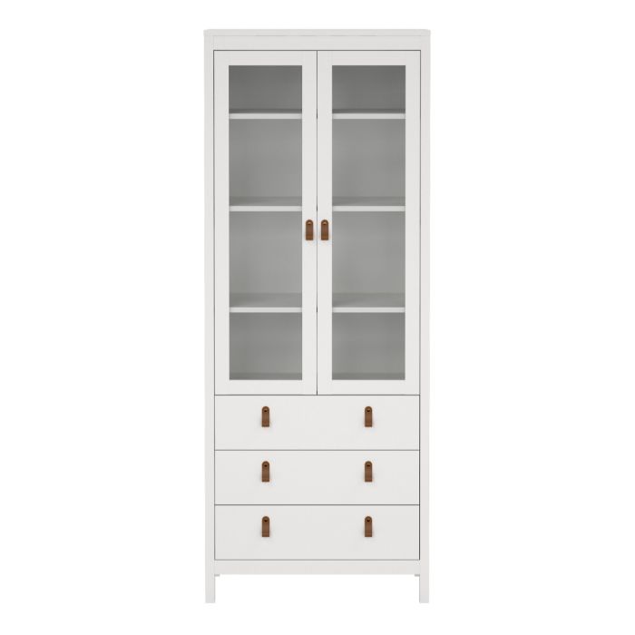 Barcelona China Cabinet 2 Glass Doors with 3 Drawers in White