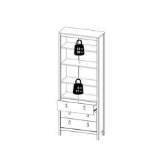 Barcelona China Cabinet 2 Glass Doors with 3 Drawers in White - Furniture One Shop