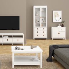 Barcelona China Cabinet 2 Glass Doors with 3 Drawers in White - Furniture One Shop
